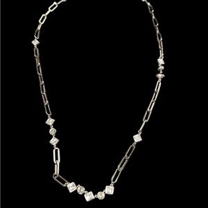 Elegant Silver Necklace with Geometric Accents Emphasis Collection 800mm